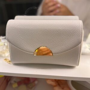 Francesca's Collections White Crossbody Bag with Gold Accent